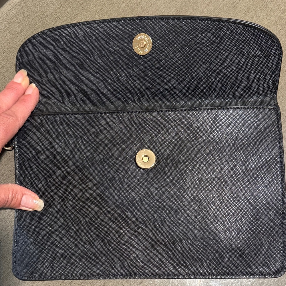 Classic Black Wristlet Clutch with Gold Accent - Picture 5 of 5